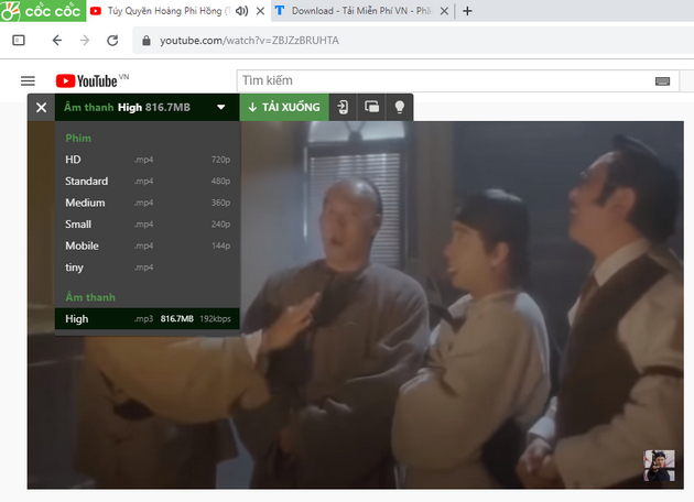download youtube video với cốc cốc