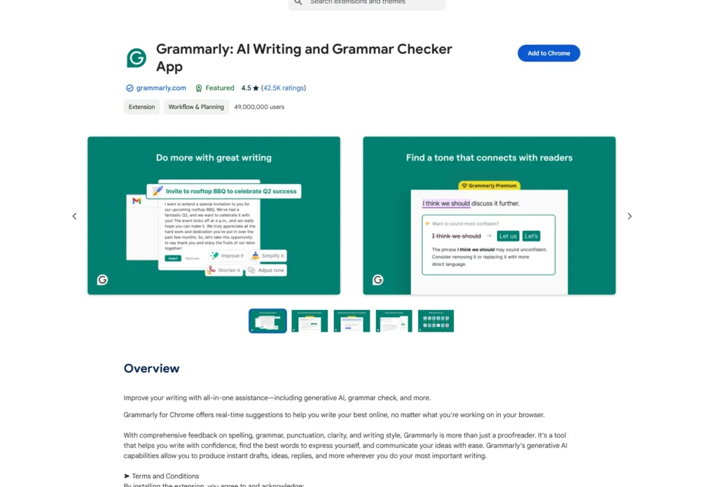 trình duyệt mở rộng grammarly