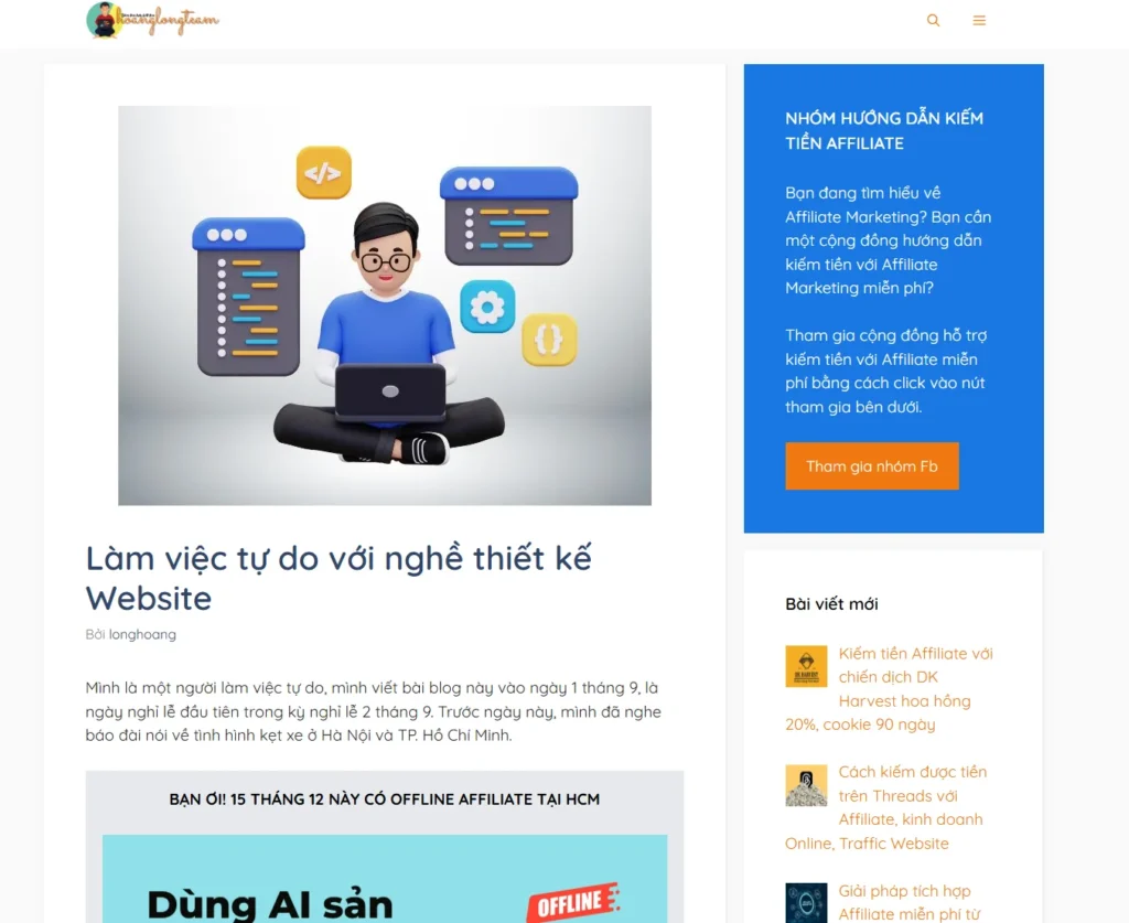 khoá học affiliate marketing tại hoàng long team