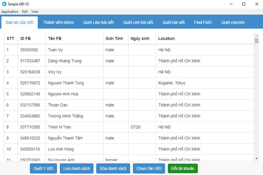 Phần mềm SEO Facebook miễn phí UID