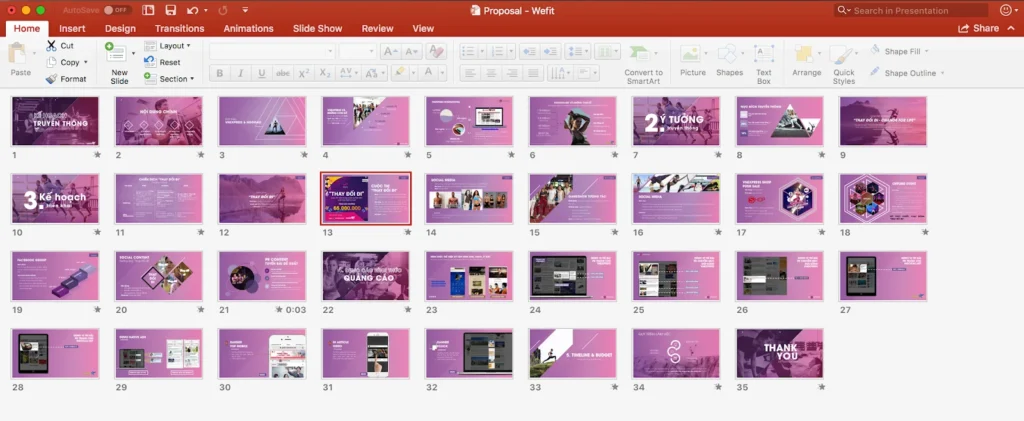 Chọn mẫu slide trong PowerPoint để thiết kế proposal