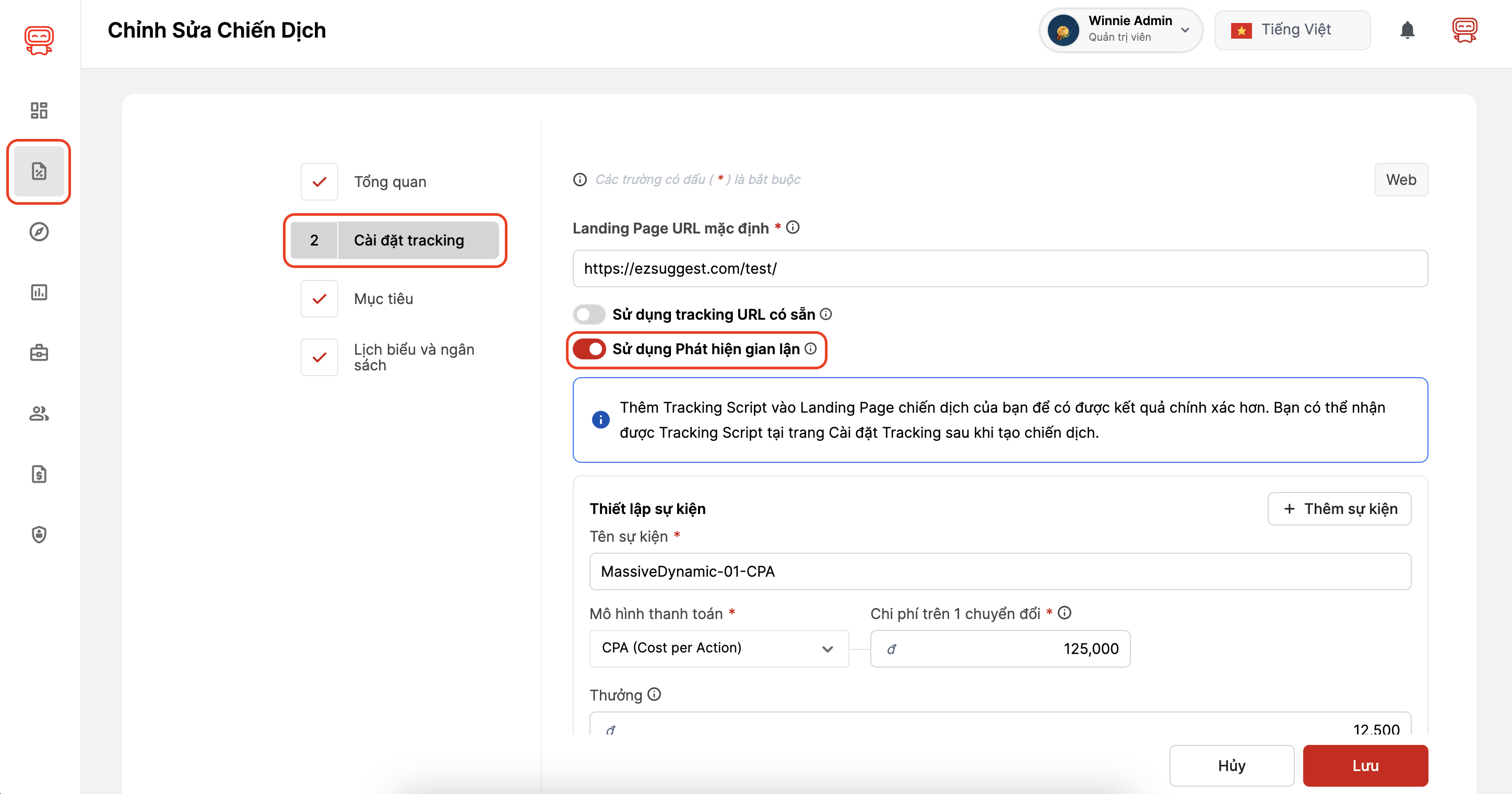 Cài đặt và kích hoạt phát hiện gian lận