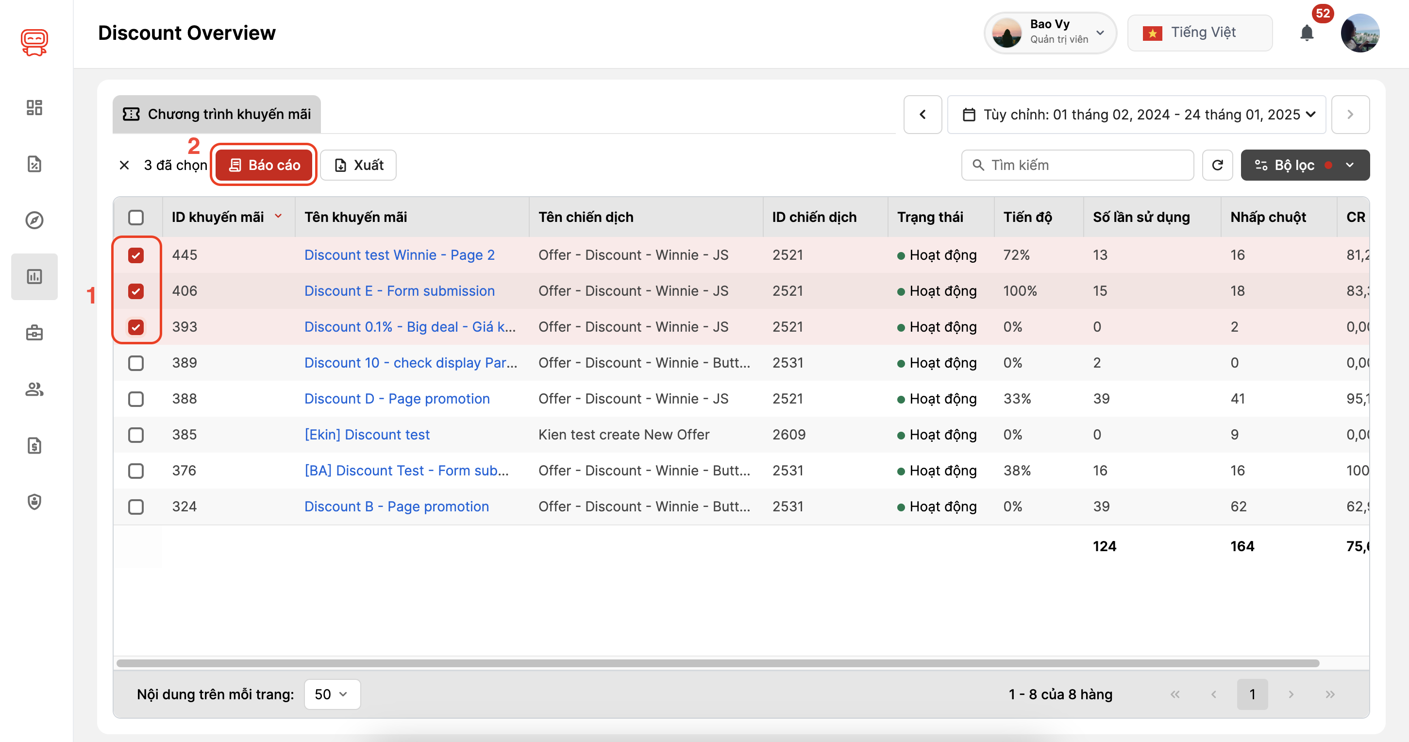 bao cao nhieu chuong trinh khuyen mai