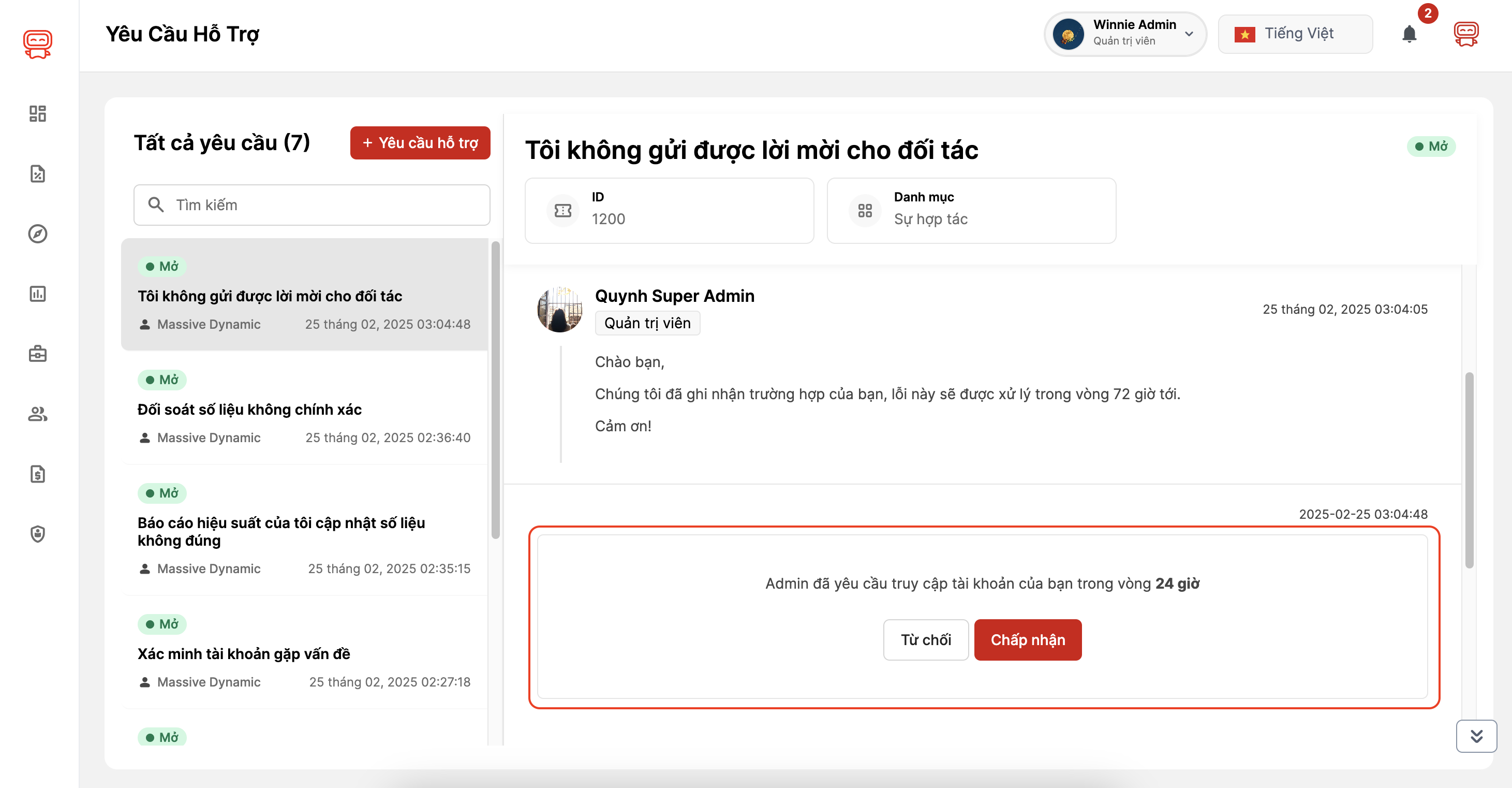 quyền truy cập vào tài khoản
