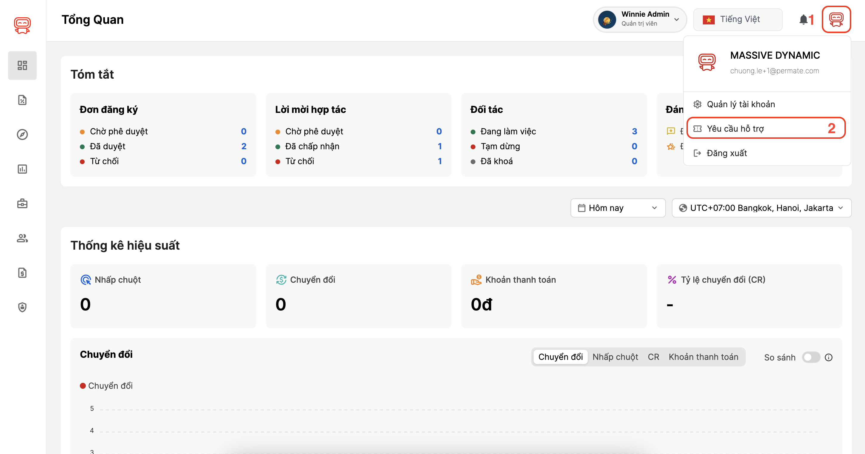 truy cập chức năng yêu cầu hỗ trợ (ticket)