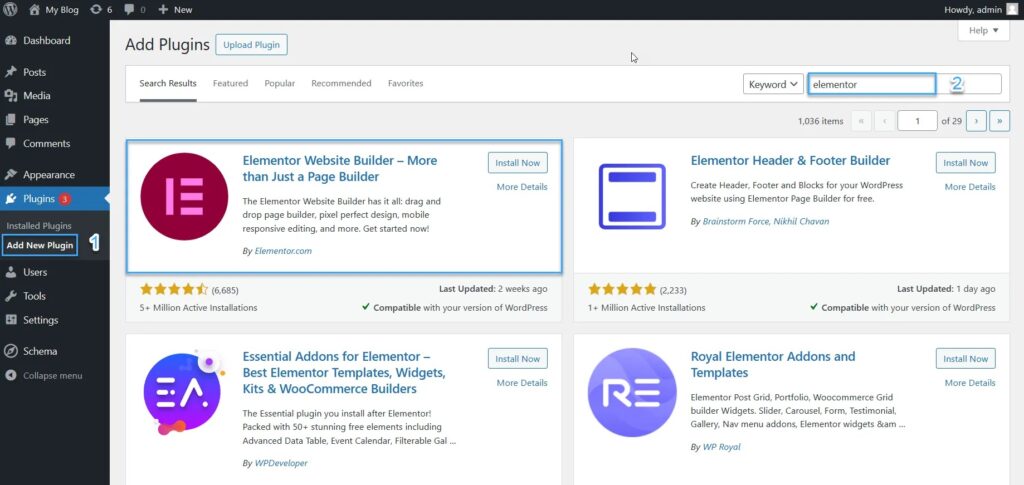 Tải plugin Elementor trong WordPress