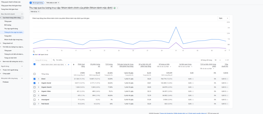 Theo dõi traffic trên Google Analytics